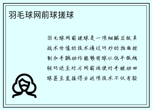 羽毛球网前球搓球